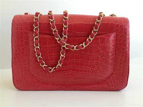 chanel crocodile skin bag|Chanel crocodile flap red.